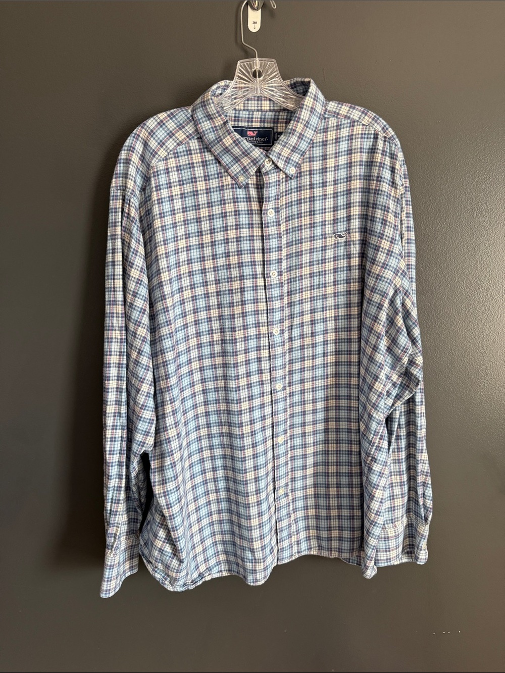 Vineyard Vines Light Blue and White Plaid Button-Down Shirt